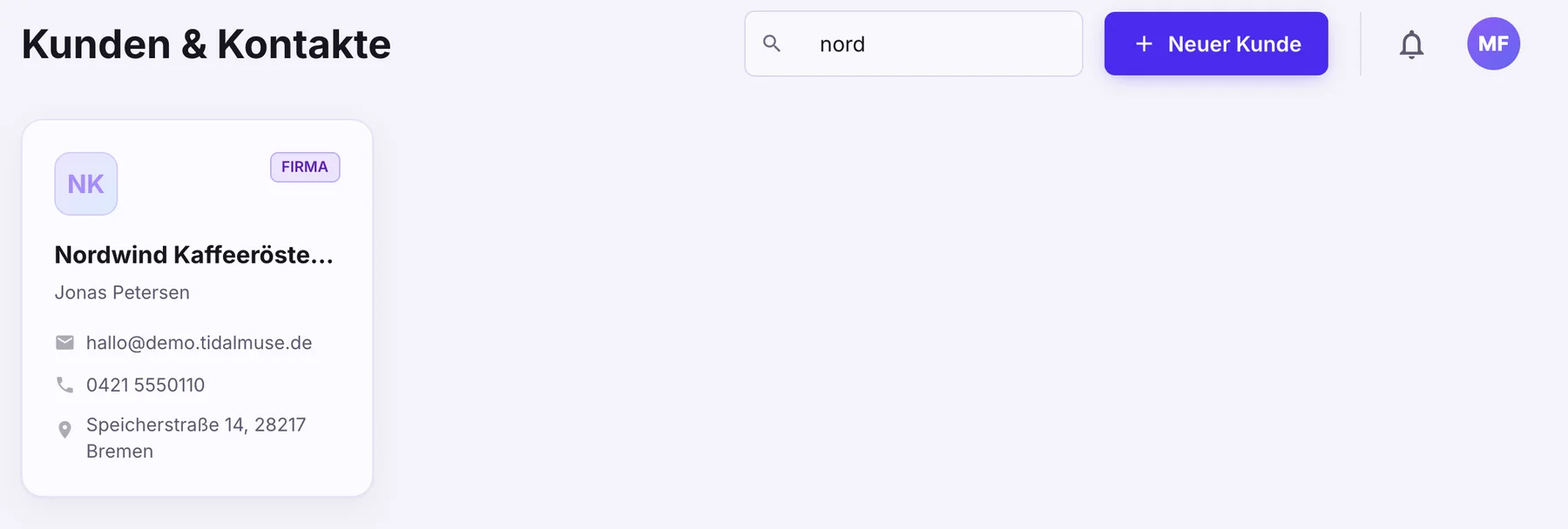 Suche nach „nord“ zeigt die Karte der Nordwind Kaffeerösterei